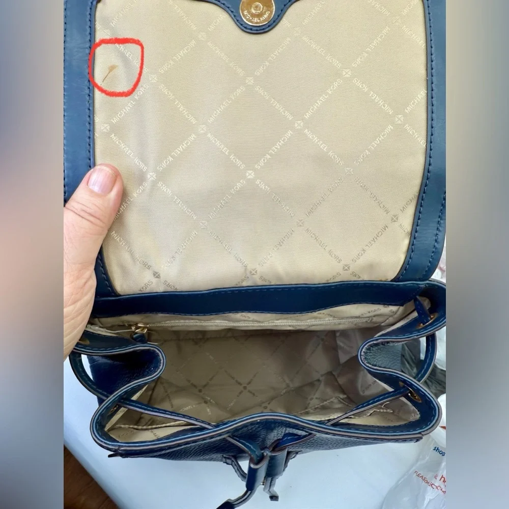 Michael Kors‎ Pebbled Leather Backpack – Navy Blue - Picture 7 of 8